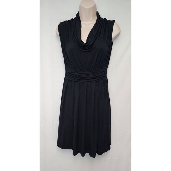 Soprano Cowl Neckline Sleeveless Black Knee Length Dress Size Medium - Picture 2 of 6